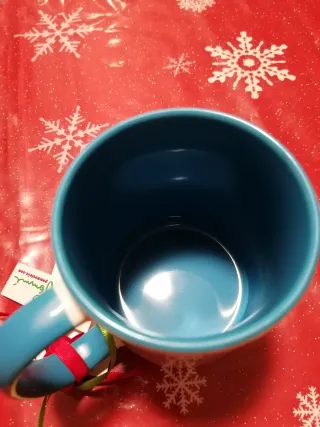 Tazza artistica donna blu bianco fiori alberi