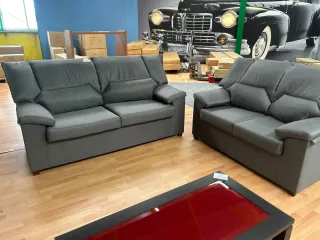 Sofá 3+2 económico gris tela