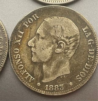 2 pesetas 1883 1882 y 1870. Alfonso XII y Gob Prov