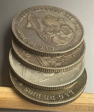 2 pesetas 1883 1882 y 1870. Alfonso XII y Gob Prov