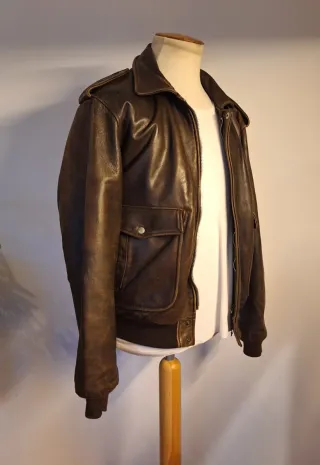 Chaqueta Cuero Aviador Helstons Marrón