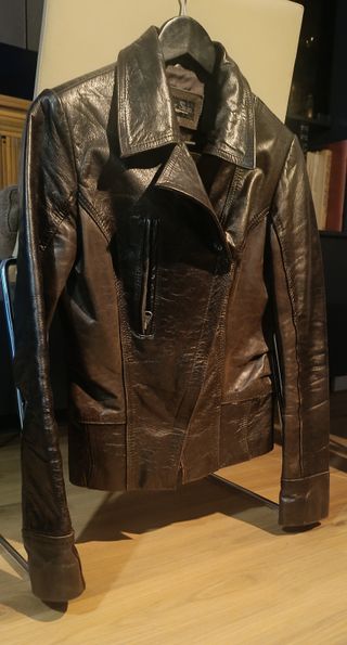 Chaqueta Cuero Marrón River Skin Talla M