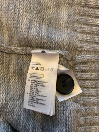 Cárdigan H&M Lana XL Doble Botonadura Gris