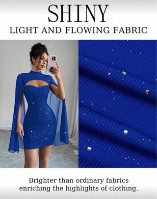 Vestido fiesta cóctel azul brillante