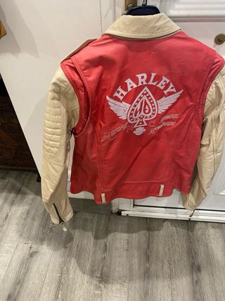 Chaqueta Harley-Davidson Cuero beige marfim y rosa
