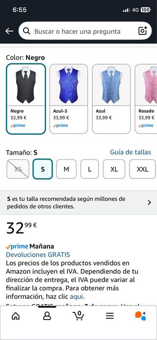 Lote Chaleco, Corbata y Pañuelo Talla S