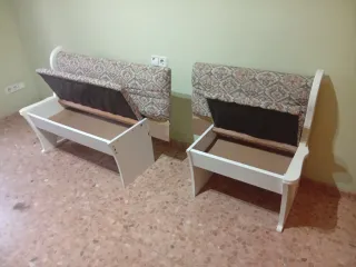 2 Poltrone Angolari in Tessuto e Legno