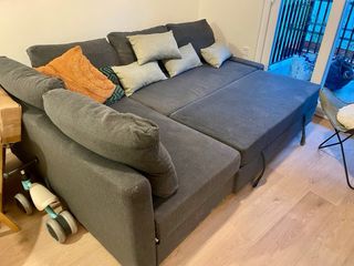 Sofá Cama Chaise Long IKEA Gris con almacenamiento