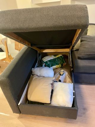 Sofá Cama Chaise Long IKEA Gris con almacenamiento