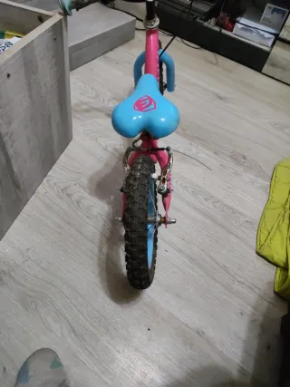 Bicicleta infantil rosa y azul