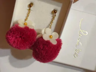 Pendientes Lucía Be Flores Pompon Rosa