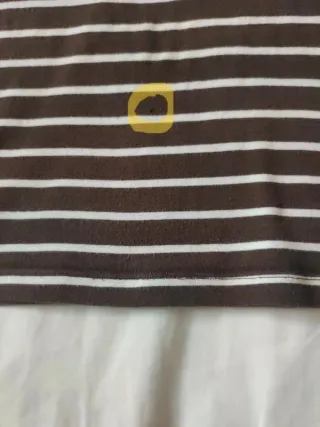 Camiseta H&M Rayas Marrón Manga 3/4 Talla M