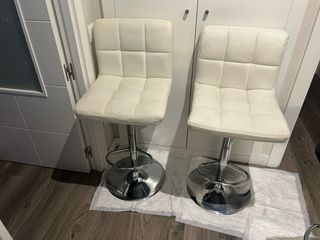 2 Taburetes Altos Cocina Bar Blancos