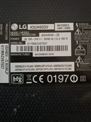 Botón Encendido LG 43UH603V-ZE