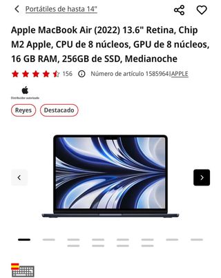 MacBook Air M2 16GB (PRECINTADO NUEVO)