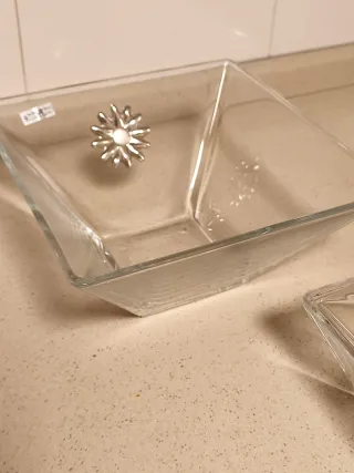 Centro de mesa y bombonera de cristal