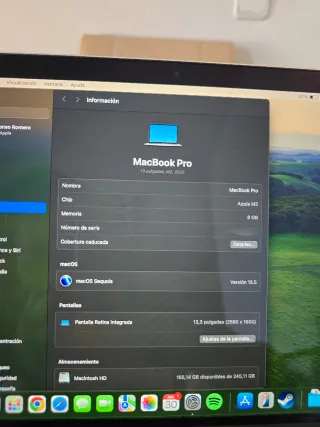 MacBook Pro 13 M2 2022 8GB 256GB Plata