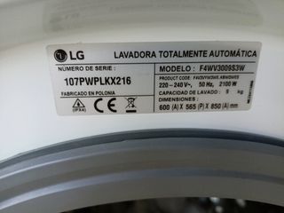 Lavadora LG Carga Frontal 9kg