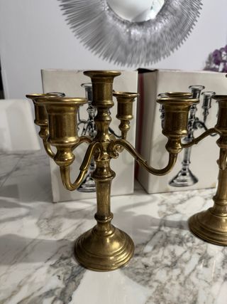 Coppia di Candelabri a 5 luci in ottone