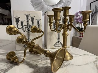Coppia di Candelabri a 5 luci in ottone