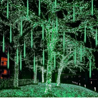 Luces de Navidad verdes efecto cascada