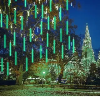 Luces de Navidad verdes efecto cascada