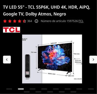 TV LED 55 TCL 55P6K 4K HDR Google TV