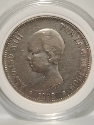 España 5 Pesetas plata Alfonso XIII 1888 - *88