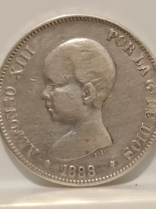 España 5 Pesetas plata Alfonso XIII 1888 - *88