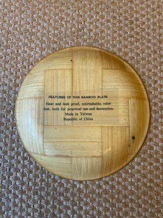 Prato de Bambu Vintage com Desenho Oriental