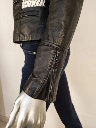 Giacca primavera vera pelle nera donna