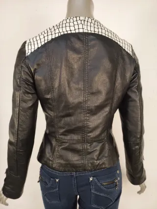 Giacca primavera vera pelle nera donna