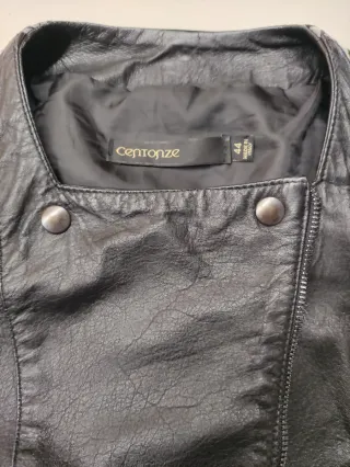 Giacca primavera vera pelle nera donna