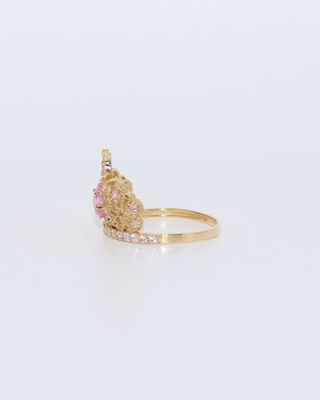 ANILLO CORONA CON CIRCONITAS ROSA 18K