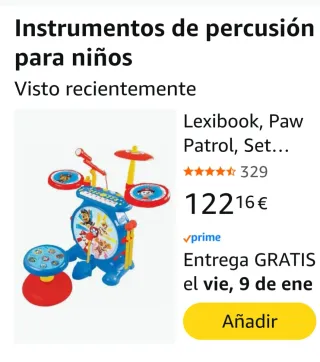 Batería electrónica infantil Paw Patrol