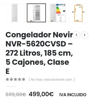 NUEVO Congelador Nevir Blanco 272 litros