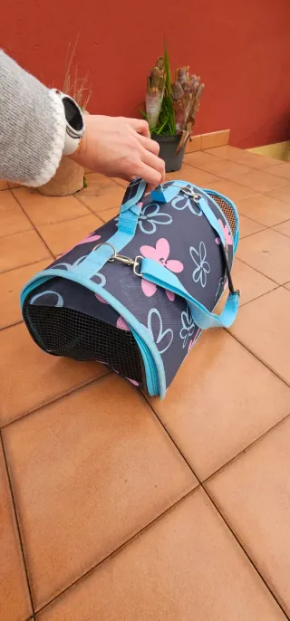 Transportín Perros/Gatos Flores Azul/Rosa