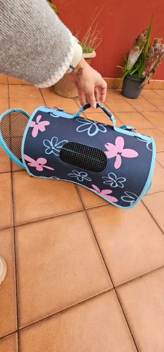 Transportín Perros/Gatos Flores Azul/Rosa