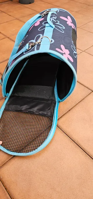Transportín Perros/Gatos Flores Azul/Rosa