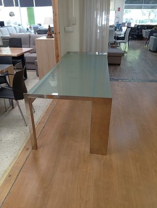 Mesa escritorio cristal y acero inoxidable
