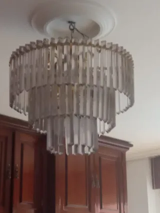 Lámpara Venini 3 Niveles Cañas Cristal Murano