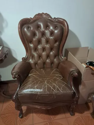 2 Poltrone Vintage Pelle Arte Povera