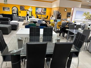 Mesa cristal y 6 sillas negra o blanca