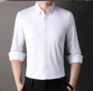 Camisa elástica sin arrugas blanca Talla L