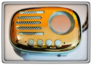 Altavoz Bluetooth retro Azul y Dorado