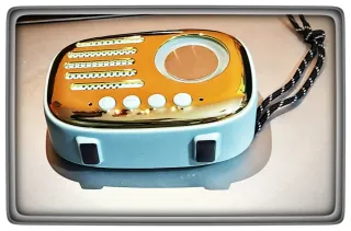 Altavoz Bluetooth retro Azul y Dorado