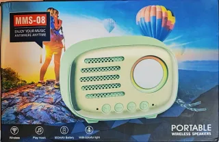 Altavoz Bluetooth retro Azul y Dorado