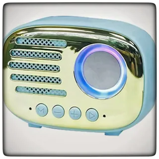Altavoz Bluetooth retro Azul y Dorado