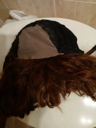 Peluca pelo natural castaño