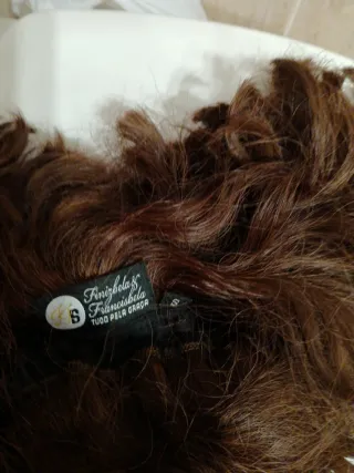 Peluca pelo natural castaño